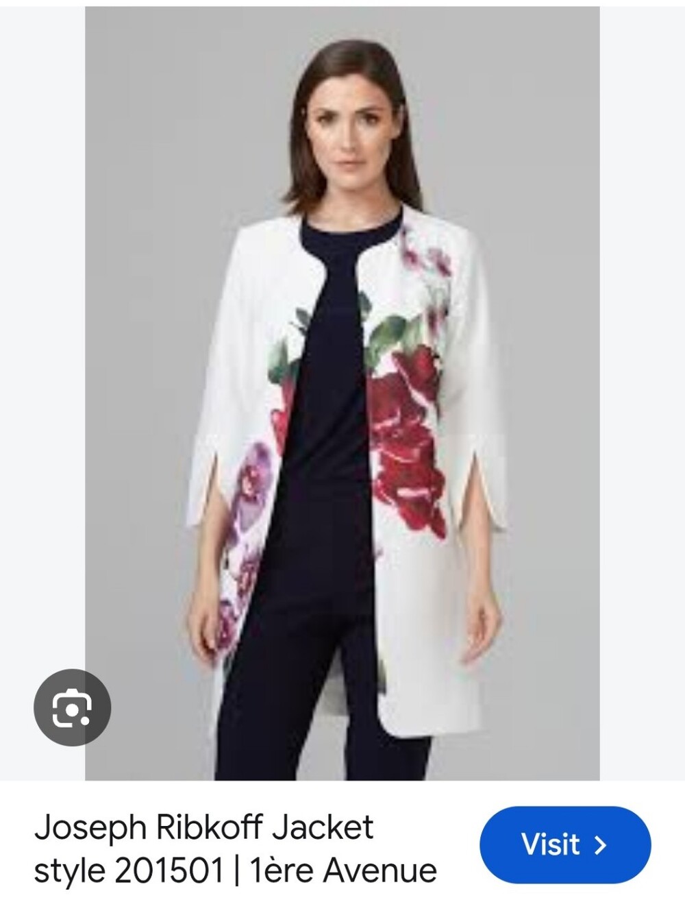 Joseph Ribkoff White Floral Longline Jacket